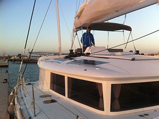 skipperinad on board catamaran transfer by sea